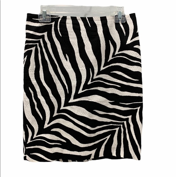 Zebra Print Talbot’s Black White Lined Pencil Skirt 8P - Picture 1 of 4